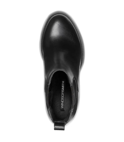 Windsorsmith Womens Black Classic Leather Platform Ankle Chelsea Boots - Varsity
