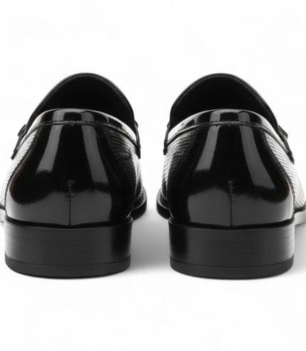 Mens Black Patent Faux Leather Formal Loafers Shoes