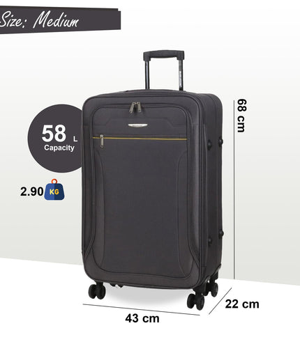 Cinderford Medium Soft Shell Suitcase in Grey