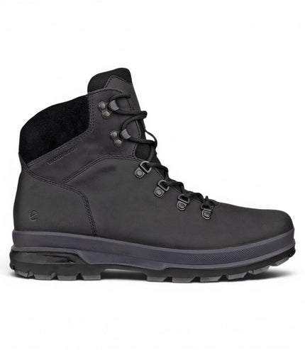 Ecco Men's Black Leather Waterproof Lace-up Hiking Boots - Rugged Track 25