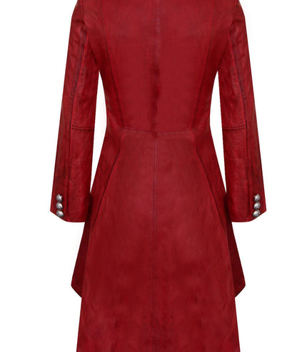 Womens Gothic Victorian Coat-Accra - Red