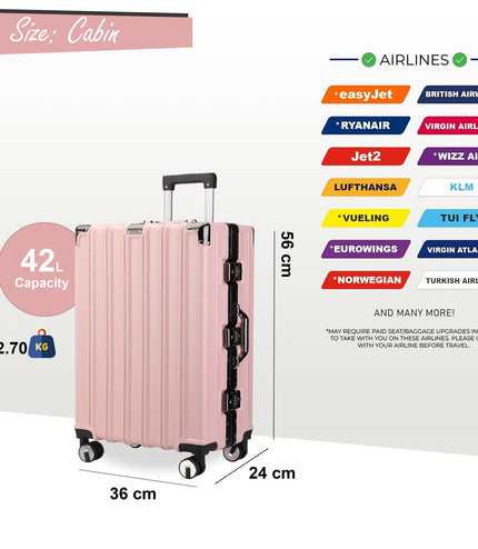 Airdrie Cabin Hard Shell Suitcase in Pink