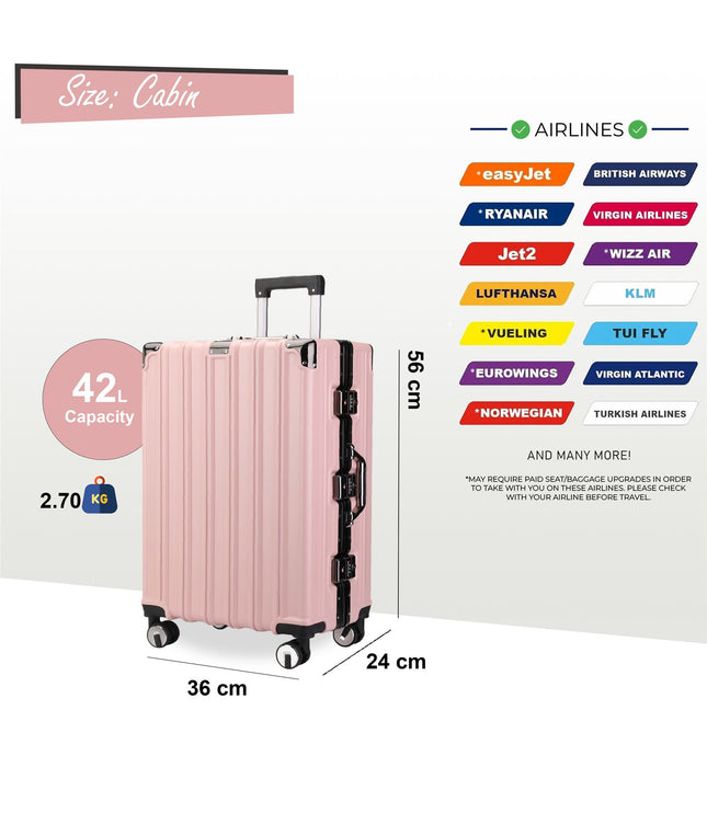 Airdrie Cabin Hard Shell Suitcase in Pink
