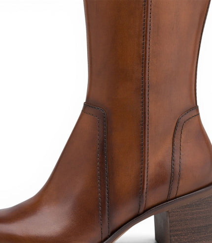 Tamaris Women’s Brown Leather Riding Knee-High Heel Long Boots - 25576-47