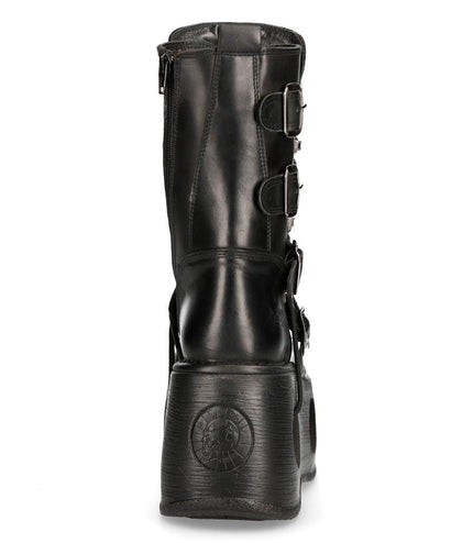 New Rock Metallic Black Leather Neptuno Gothic Boots - 373-S2