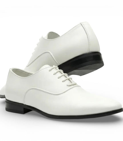Men's Formal White Patent PU Leather Oxford Dress Brogue Shoes