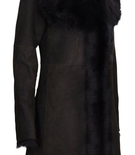 Womens Toscana Sheepskin Suede Trench Coat-Tbilisi - Brown