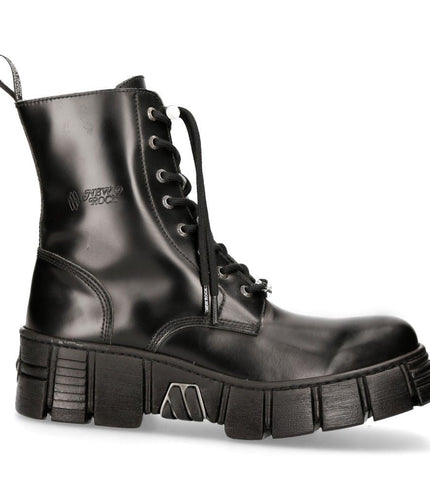 New Rock Boots Leather Ankle Tower Biker Boots-M-Wall026N-C5
