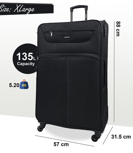 Ashford Extra Large Soft Shell Suitcase in Black