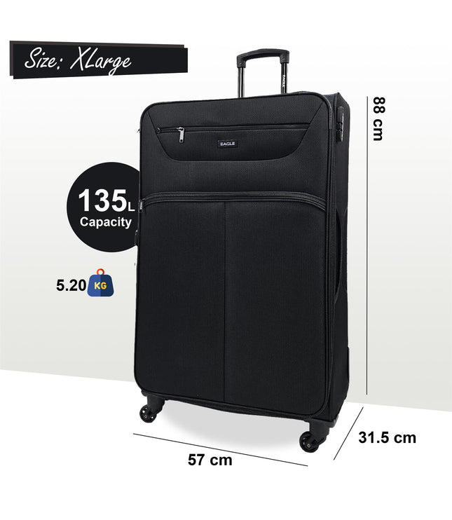 Ashford Extra Large Soft Shell Suitcase in Black