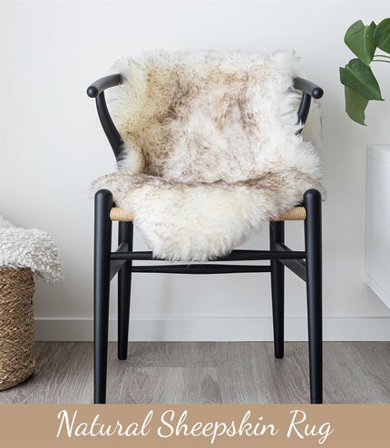 Genuine Black Wolf Tip Sheepskin Natural Silky Soft Fluffy Real Wool Rug