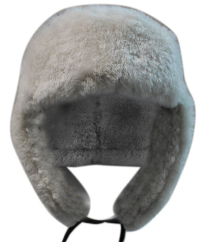 Men's B3 Brown Cream RAF Aviator Shearling Sheepskin WW2 Flying Hat