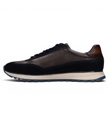 Bugatti Men's Navy Blue Leather Lace-Up Trainer Sneaker Shoes - Timon