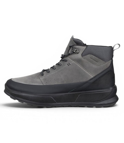 Ecco Men's Waterproof Black Grey Leather Outdoor Walking Boots - Byway 2.0