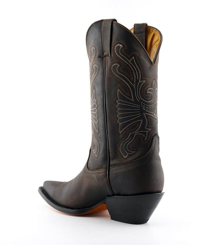 Grinders Brown Leather Western Cowboy Boots - Buffalo