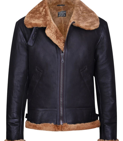 Mens B3 Aviator Real Sheepskin Leather Flying Jacket-Hobart - Brown Ginger
