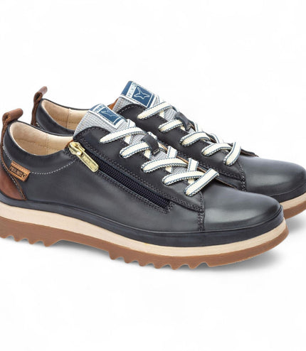 Pikolinos Women's Ocean Blue Leather Laces & Zipper Trainers - Vigo