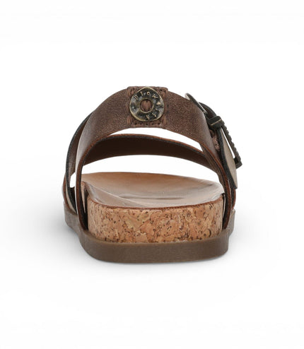 Blowfish Malibu Women's Brown Silver Footbed Strappy Flat Sandals - Lance