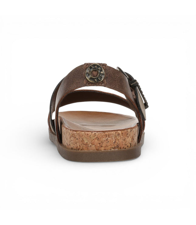 Blowfish Malibu Women's Brown Silver Footbed Strappy Flat Sandals - Lance