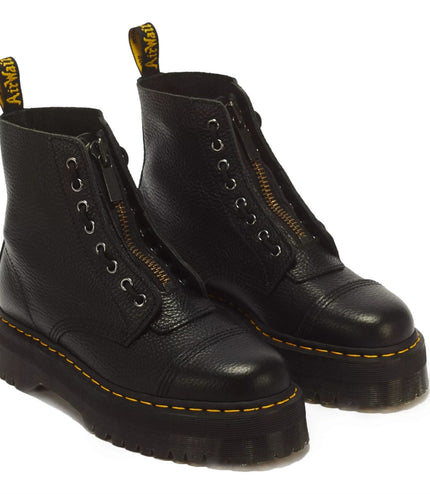 Dr Martens Sinclair Black Leather Zip Front Platform Boots - 22564001