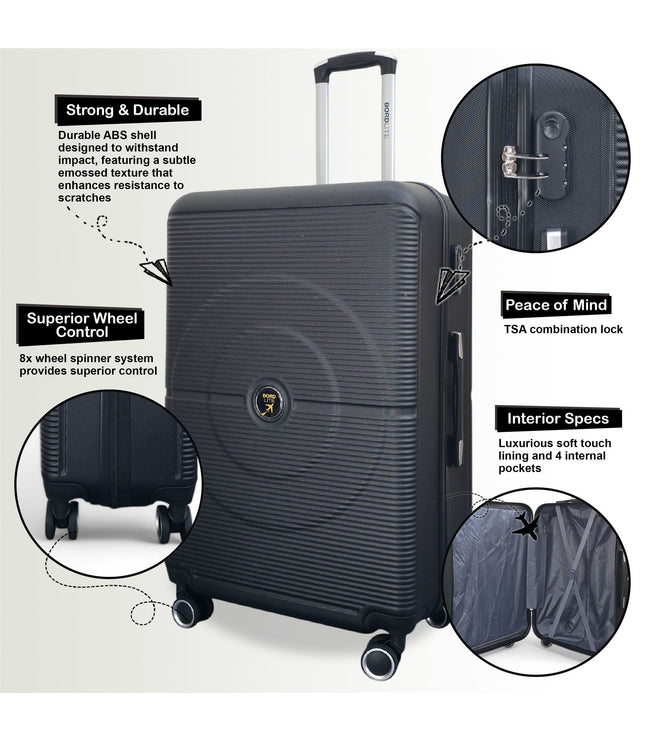 Seto Set of 3 Hard Shell Suitcase in Black