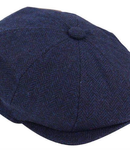 Mens Peaky Blinders Tweed Gatsby Flat Baker Hat With Razor Blade