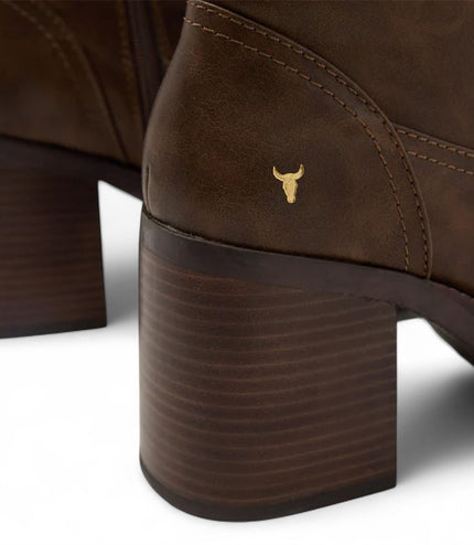 Windsorsmith Womens Oak Brown Faux Leather Knee-High Platform Heel Boots - Niche