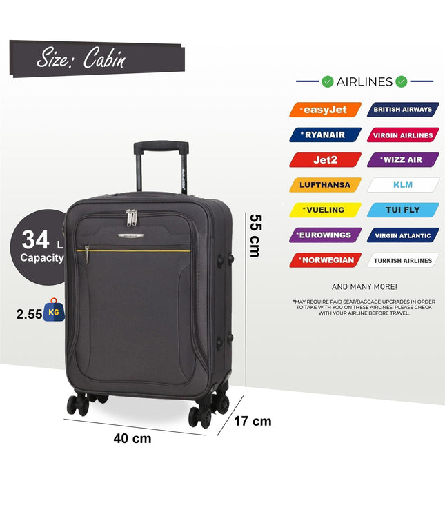 Cinderford Cabin Soft Shell Suitcase in Grey