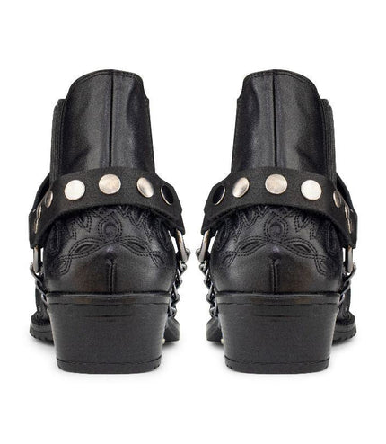 Men's Black Leather Western Winklepicker Gothic Shoes
