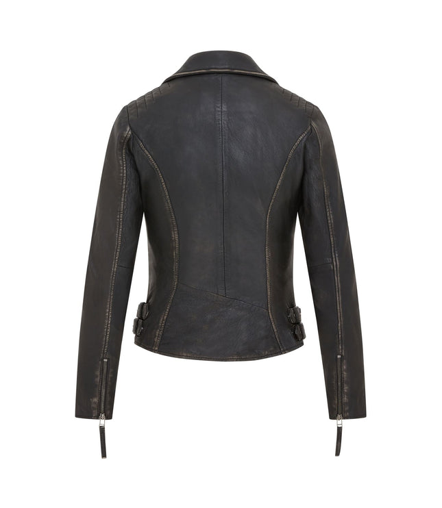 Womens Black Quilted Leather Brando Classic Biker Jacket