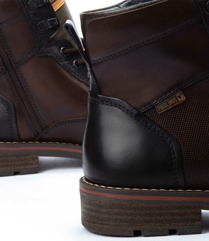 Pikolinos Men's Olmo Brown Leather Zip & Lace Up Ankle Boots - York