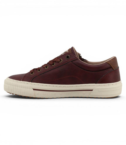 Mustang Women's Burgundy Faux Leather Trainer Sneaker Casual Shoes - M0112011