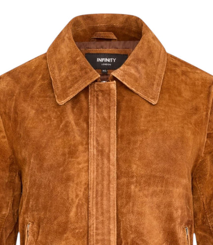 Women’s Tan Suede Leather Bomber Blouson Jacket - Varsity
