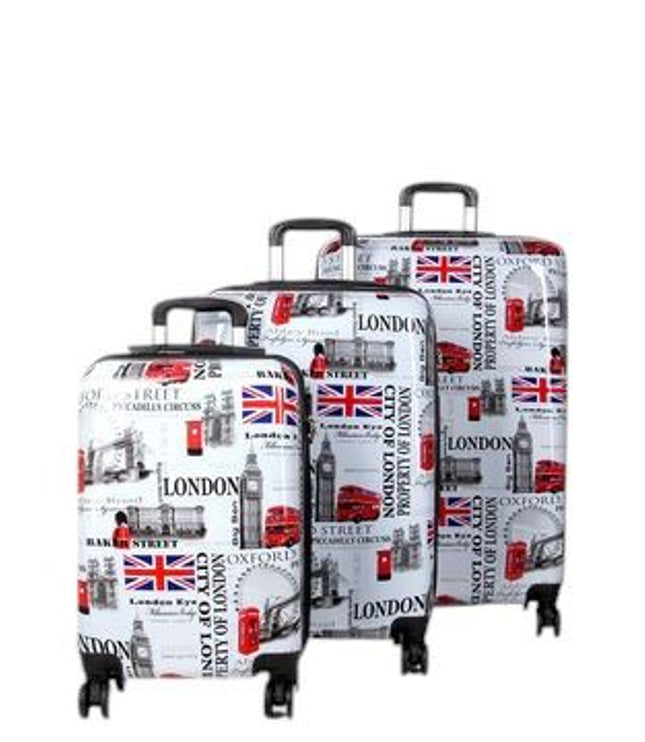 Cooma Set of 3 Hard Shell Suitcase London in Black Flower