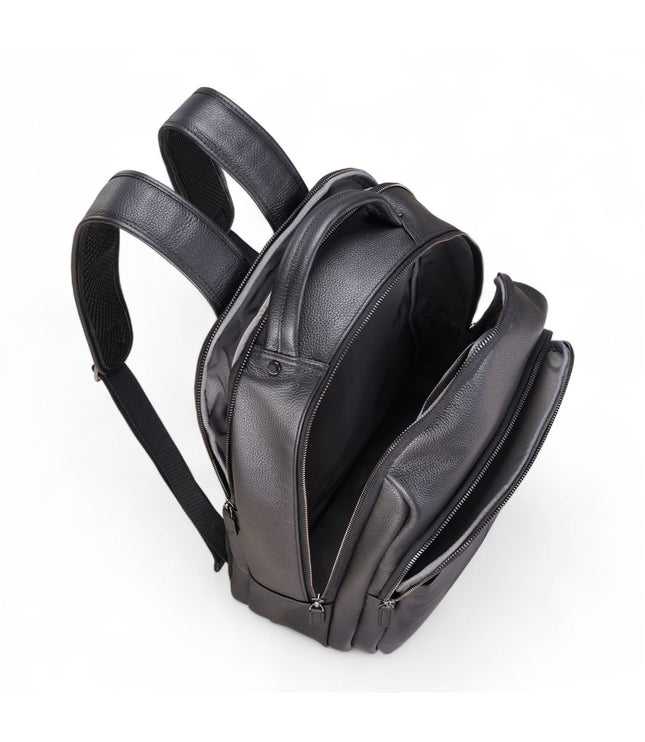 Genuine Leather Black Vintage Rucksack Laptop Bag Travel Backpack - Capri