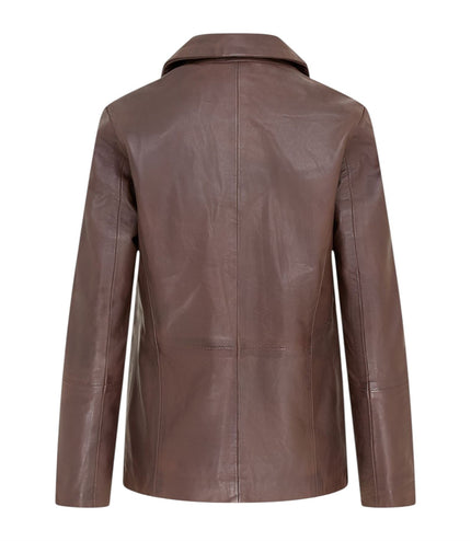 Womens Soft Leather Blazer Jacket-Apeldoorn - Conker Brown
