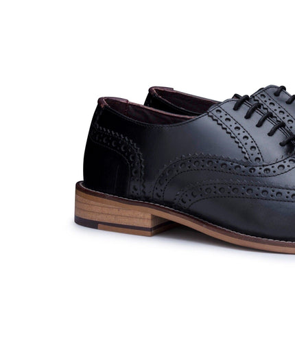 Mens Classic Oxford Black Leather Gatsby Brogue Shoes