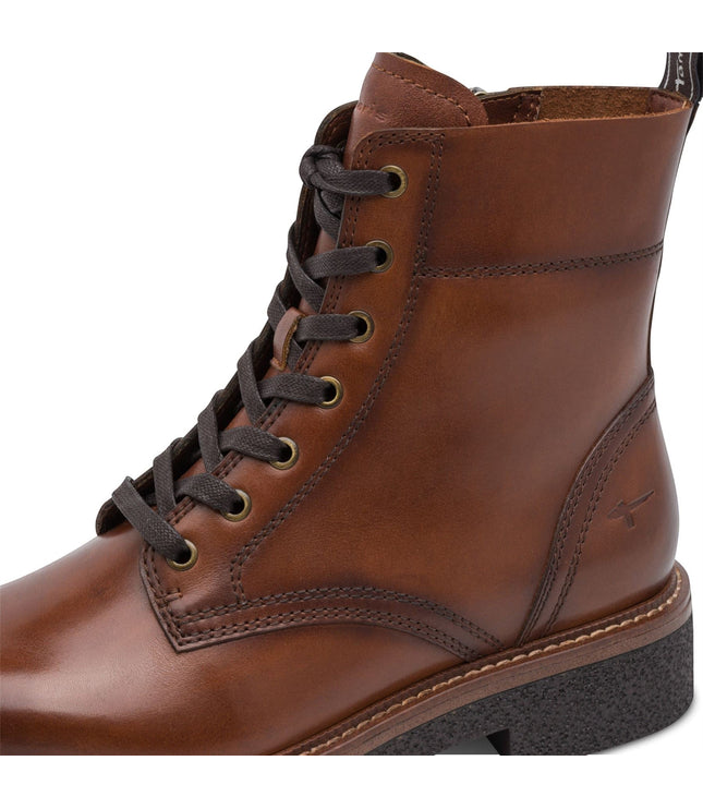 Tamaris Women's Brown Leather Lace-Up Combat Boots - 25224-47