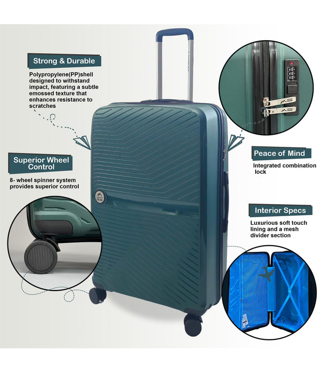 Acton Set of 3 Hard Shell Suitcase in Green