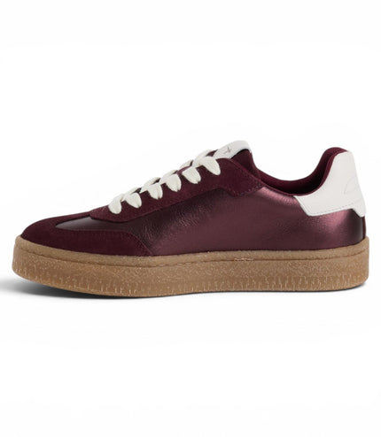 Tamaris Women's Burgundy Red Leather Trainers Sneaker Shoes - 23723-44