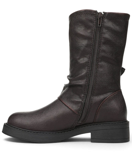 Blowfish Malibu Women's Wine Faux Leather Mid-Calf Biker Boots - Venice-2