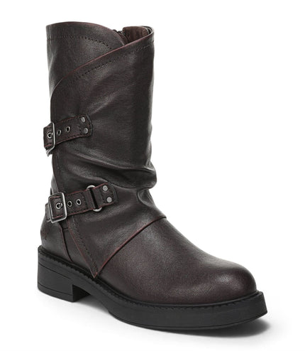 Blowfish Malibu Women's Wine Faux Leather Mid-Calf Biker Boots - Venice-2