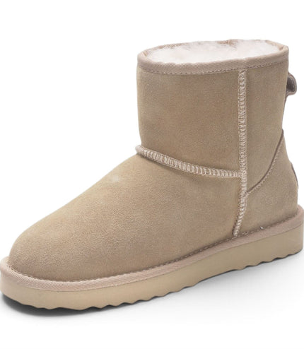 Women’s Sand Brown Genuine Sheepskin Real Fur Winter Ankle Boots - Frost