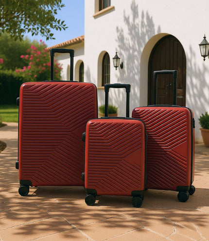 Junee Set of 3 Hard Shell Suitcase in Red
