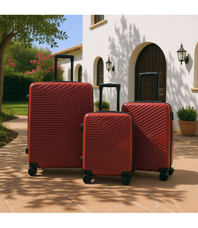 Junee Set of 3 Hard Shell Suitcase in Red