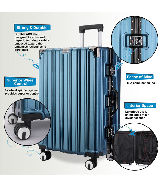Airdrie Set of 3 Hard Shell Suitcase in Blue
