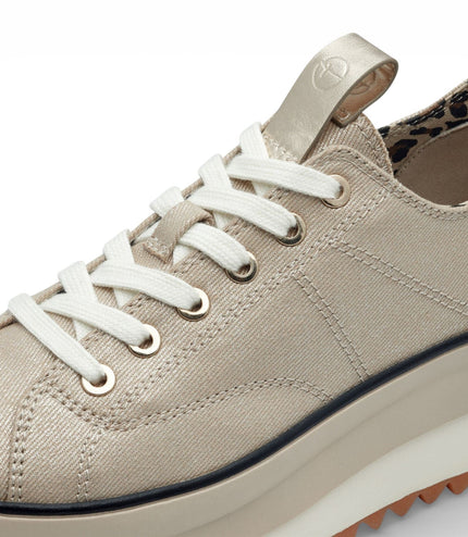 Tamaris Women's Platform Trainers Beige Lace-Up Sneaker Shoes