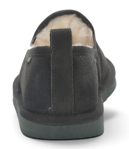 Men's Olive Green Genuine Sheepskin Suede Slipper Winter Moccasins - Cedar