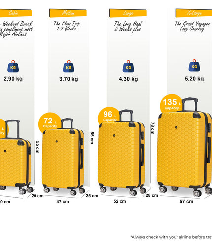 Noda Set of 4 Hard Shell Suitcase in Yellow