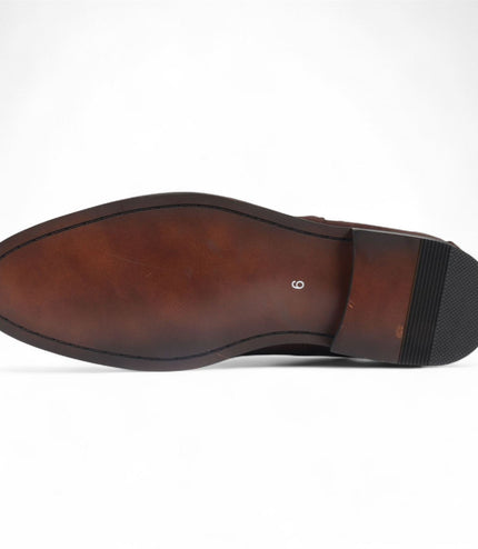 Men's Brown Suede Chelsea Boots Real Leather Lined Slip-On